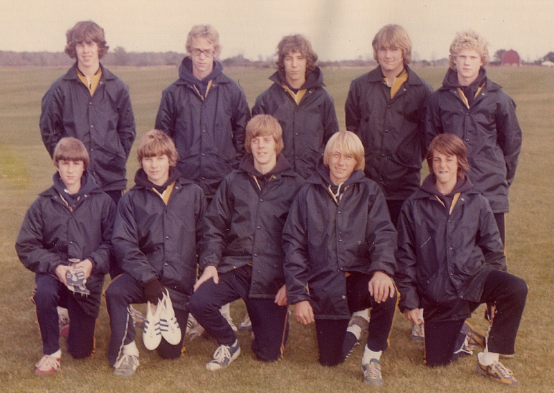 1976 Cross Country Team Back row Tim Endres Paul Rathbun Larry Pingel 